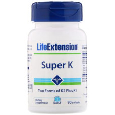 Вітамін Life Extension Вітамін До в двох формах (К2 + К1), Super K, 90 капсул (LEX-23343)