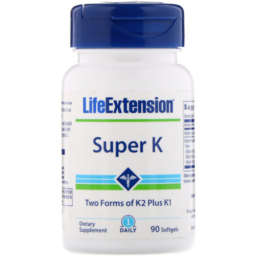 Вітамін Life Extension Вітамін До в двох формах (К2 + К1), Super K, 90 капсул (LEX-23343)