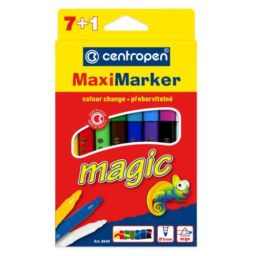 Фломастери Centropen 8649 Maxi Magic, 8шт (7 tones + 1 eraser) (8649/08)