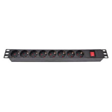 Силовий блок ESERVER 19" 8 розеток, выкл., алюм. корпус PDU 220В, 16А (WT-2261A-GER-8WAY)