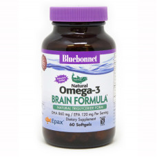 Жирні кислоти Bluebonnet Nutrition Омега-3 Формула для Мозку, Omega-3 Brain Formula, 60 желатин (BLB0944)