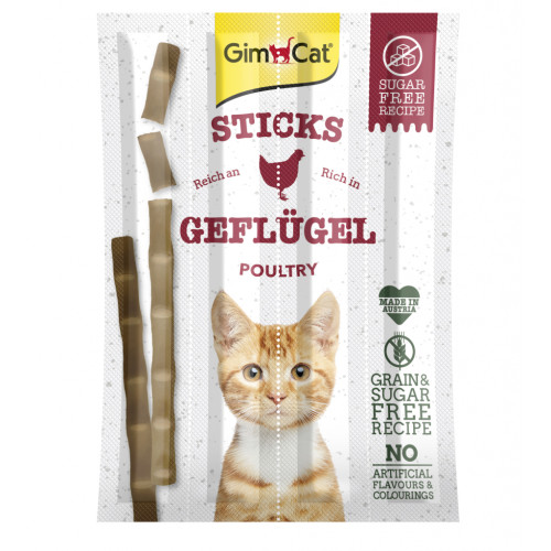 Ласощі для котів GimCat М'ясні палички з м'ясом птиці grain-free 4 шт (4002064400167)