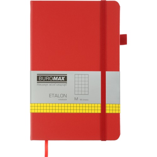 Книга записна Buromax Etalon 125x195 мм 96 аркушів в клітинку обкладинка зі штучної шкіри Червона (BM.291160-05)