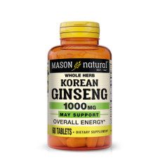 Трави Mason Natural Женьшень Корейський, 1000 мг, Korean Ginseng, 60 таблеток (MAV11415)