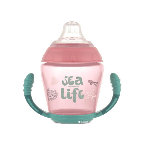 Поїльник-непроливайка Canpol babies з м'яким силіконовим носиком Sea Life рожевий 230 мл (56/501_pin)