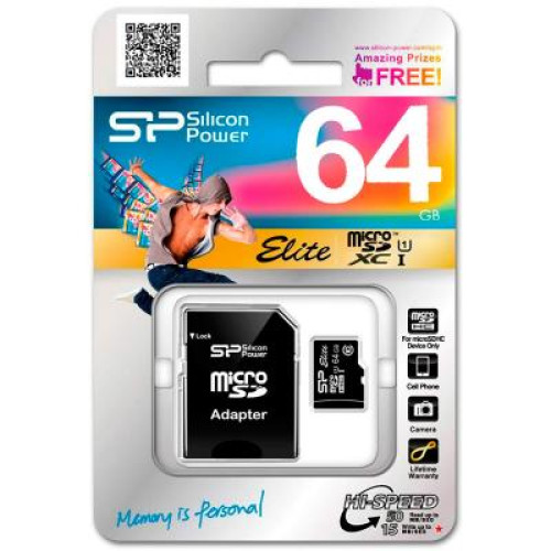 Карта пам'яті Silicon Power 64GB microSDXC Class 10 UHS-ISDR (SP064GBSTXBU1V10SP)