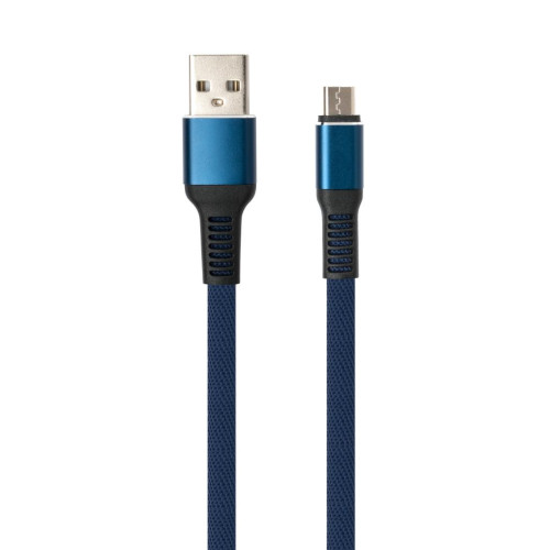 Дата кабель USB 2.0 AM to Micro 5P 1m flat nylon blue Vinga (VCPDCMFNB1B)