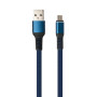 Дата кабель USB 2.0 AM to Micro 5P 1m flat nylon blue Vinga (VCPDCMFNB1B)