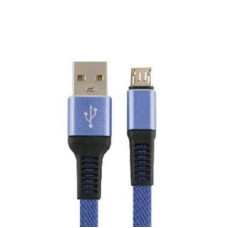 Дата кабель USB 2.0 AM to Micro 5P 1m flat nylon blue Vinga (VCPDCMFNB1B)