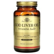 Вітамін Solgar Масло печінки тріски з вітамінами A і D, Cod Liver Oil & Vit (SOL-00941)