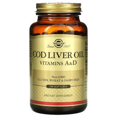 Вітамін Solgar Масло печінки тріски з вітамінами A і D, Cod Liver Oil & Vit (SOL-00941)