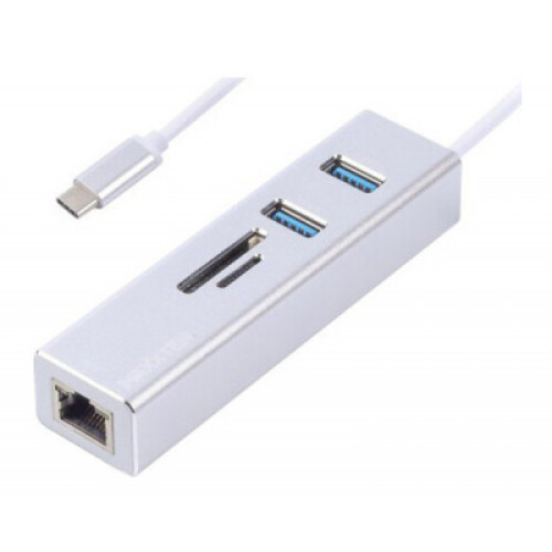 Перехідник Maxxter USB to Gigabit Ethernet, 2 Ports USB 3.0 + microSD/TF card r (NECH-2P-SD-01)