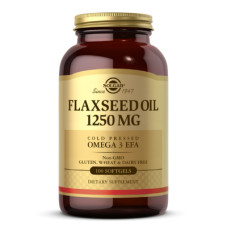 Трави Solgar Лляне Масло, Flaxseed Oil, 1250 мг, 100 гелевих капсул (SOL01070)