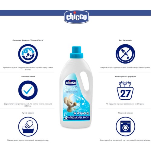 Гель для прання Chicco Sensitive для дитячих речей 1.5 л (8058664122325)