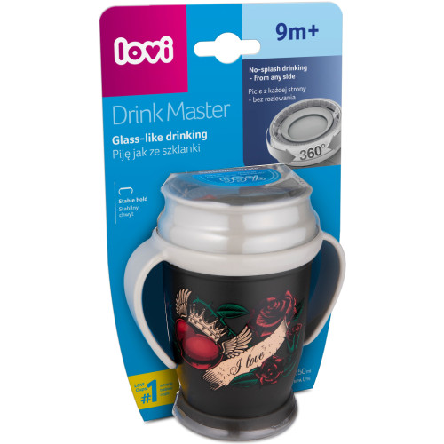 Поїльник-непроливайка Lovi 360 Drink Master I Love 250 мл (1/607new)