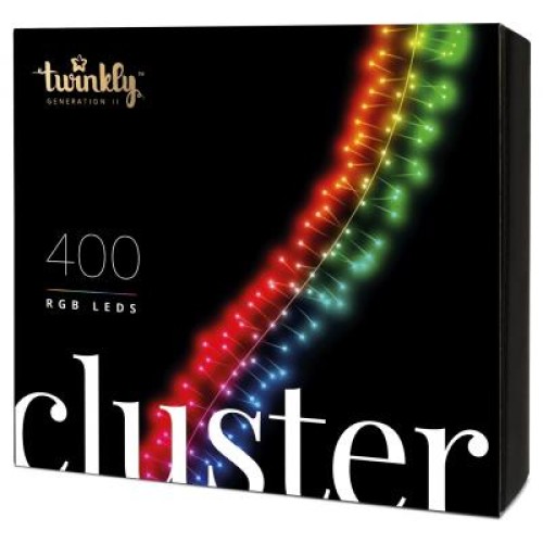 Гірлянда Twinkly Smart LED Cluster RGB, 400, BT+WiFi, Gen II, IP44 кабель чо (TWC400STP-BEU)