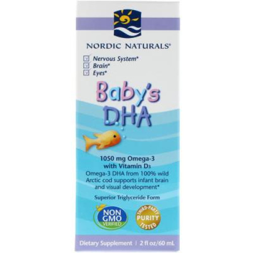 Жирні кислоти Nordic Naturals Риб'ячий жир (ДГК) для Дітей з вітаміном D3, Baby's DHA, wit (NOR-53787)