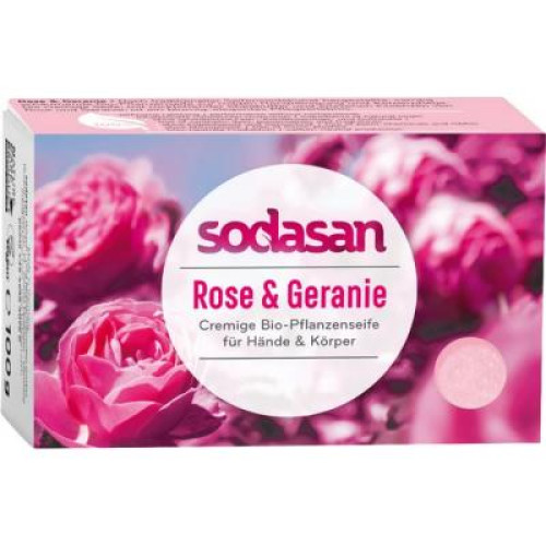 Тверде мило Sodasan органічне омолоджуюче Троянда-Герань 100 г (4019886190077)