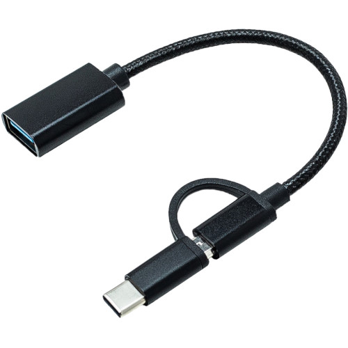 Перехідник OTG AC-150 2in1 USB 3.0 - MicroUSB USB Type-C Black XoKo (AC-150-BK)