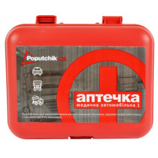 Автомобільна аптечка Poputchik згідно ТУ футляр пластиковий червоний 165х135х65 (02-027-П)