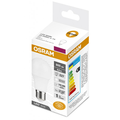 Лампочка Osram LED BASE CLA75 8,5W (800Lm) 4000K E27 (4058075628564)
