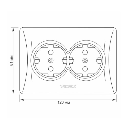 Розетка Videx BINERA 2ая с заземлением серебр (VF-BNSK2G-SS)