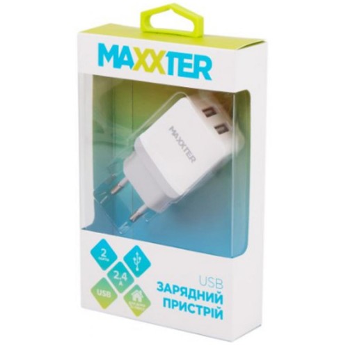 Зарядний пристрій Maxxter 2 USB, 5V/2.4A (UC-25A)