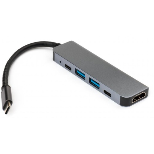 Концентратор Vinga Type-C to 4K HDMI+2*USB3.0+2*PD aluminium (VCPHTC5AL)