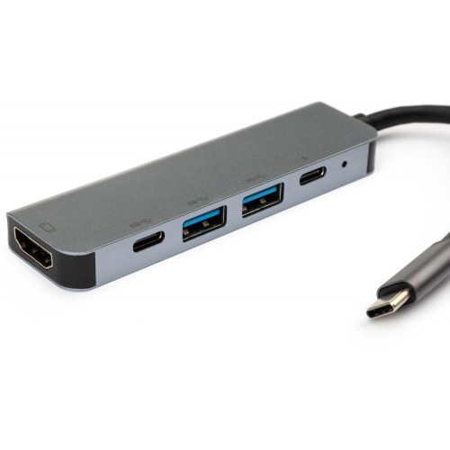 Концентратор Vinga Type-C to 4K HDMI+2*USB3.0+2*PD aluminium (VCPHTC5AL)