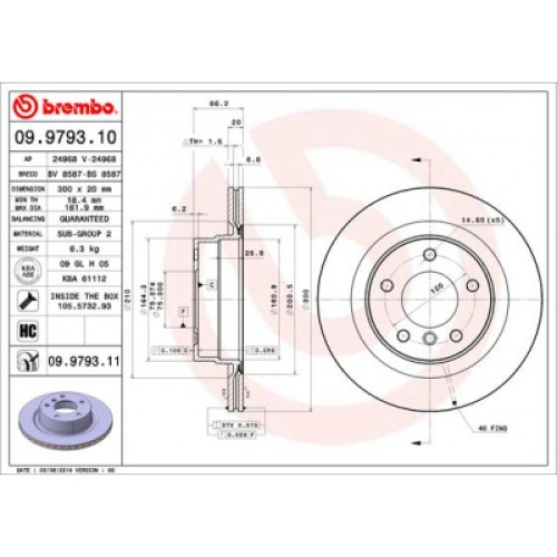 Гальмівний диск Brembo 09.9793.11