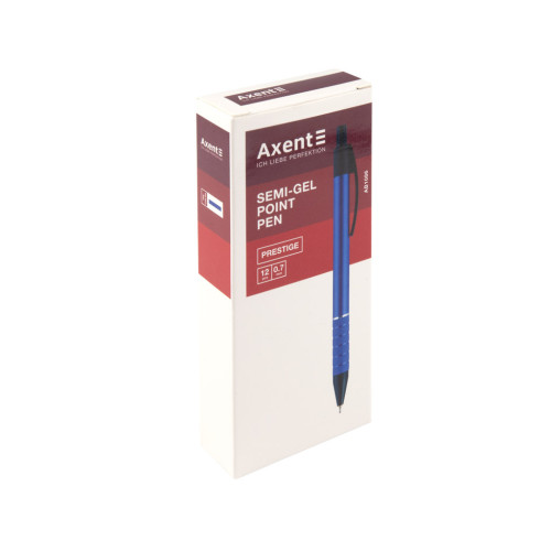 Ручка масляна Axent Prestige автоматична метал. корпус синій, Синя 0.7 мм (AB1086-02-02)