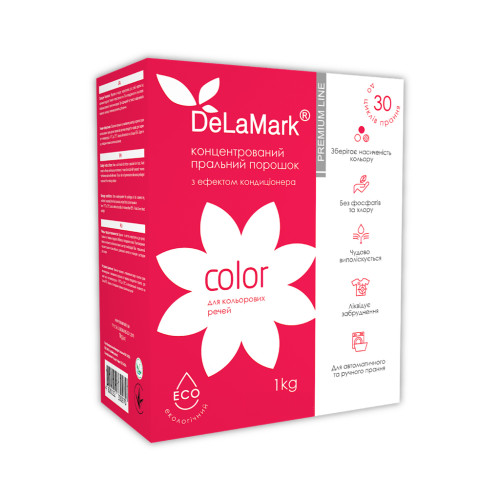 Пральний порошок DeLaMark Premium Line Color з ефектом кондиціонера 1 кг (4820152330970)