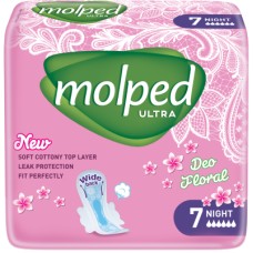 Гігієнічні прокладки Molped Ultra Night Deo Floral 6 крапель 7 шт. (8690536839636)