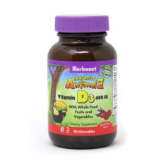 Вітамін Bluebonnet Nutrition Вітамін D3 400IU для Дітей, Смак Ягід, Rainforest Animalz, (BLB-00194)