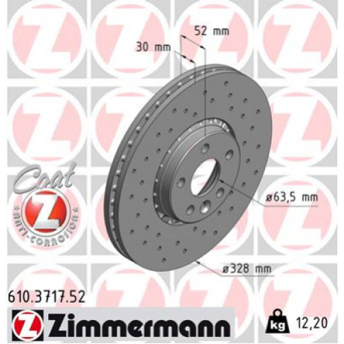 Гальмівний диск ZIMMERMANN 610.3717.52