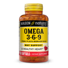 Жирні кислоти Mason Natural Потрійна Омега 3-6-9, олія риби льону та огірковика, Omega 3 (MAV16995)