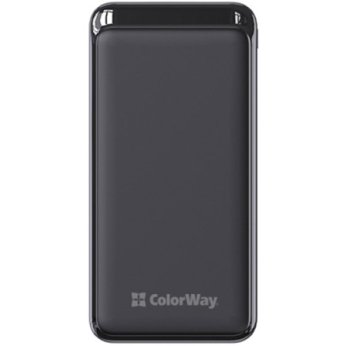Батарея універсальна ColorWay 20 000 mAh Slim PD/20W, QC/3.0 USB-C/Micro-USB/USB-A Black (CW-PB200LPG3BK-PD)