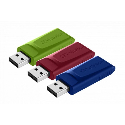 USB флеш накопичувач Verbatim 3x16GB Slider Red/Blue/Green USB 2.0 (49326)