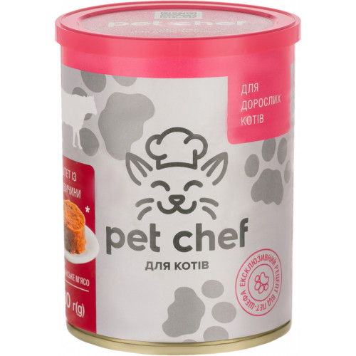 Паштет для котів Pet Chef з яловичиною 360 г (4820255190419)