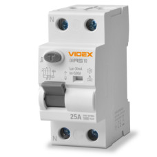 Диференційне реле (ПЗВ) Videx RESIST А 2п 30мА 10кА 25А (VF-RS10-DR2А25)