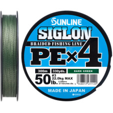 Шнур Sunline Siglon PE н4 300m 3.0/0.296mm 50lb/22.0kg Dark Green (1658.09.52)