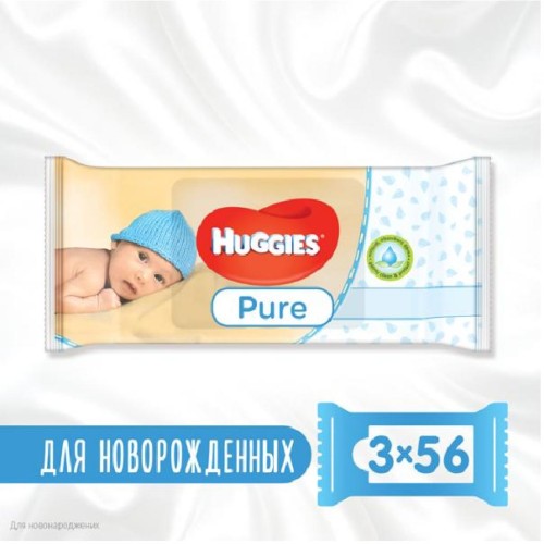 Дитячі вологі серветки Huggies Ultra Comfort Pure 56 х 3 шт (5029053550091)