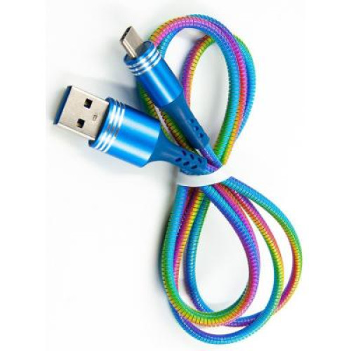 Дата кабель Dengos USB 2.0 AM to Type-C 1.0m (NTK-TC-SET-RAINBOW)