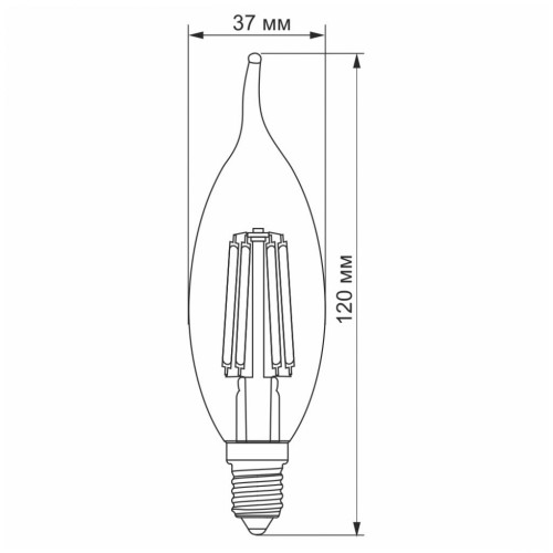 Лампочка Videx Filament C37FtA 6W E14 2200K 220V (VL-C37FtA-06142)