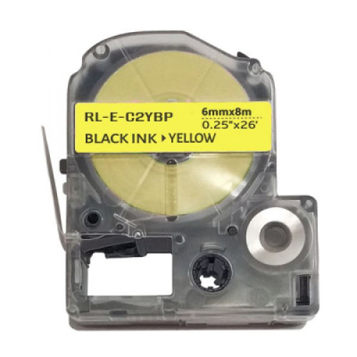 Стрічка для принтера етикеток UKRMARK RL-E-C2YBP-BK/YE, аналог LC2YBP. 6 мм х 8 м (CELC2YBP)