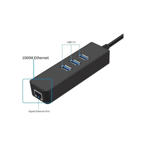 Перехідник Dynamode USB 3.0 Type-A - RJ45 Gigabit Lan, 3*USB 3.0 (USB3.0-Type-A-RJ45-HUB3)