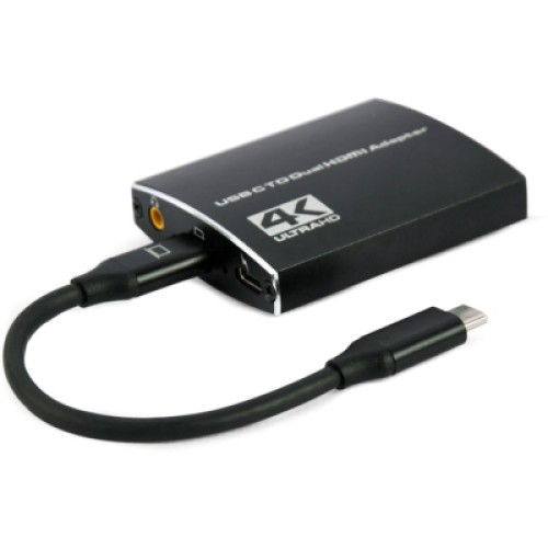 Концентратор Cablexpert USB-C to 2 HDMI (2 ind. screens)/PD/Аudio 3.5mm (A-CM-HDMIF2-01)