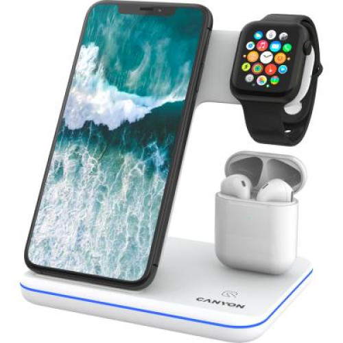 Зарядний пристрій Canyon 3in1 Wireless charger (CNS-WCS302W)