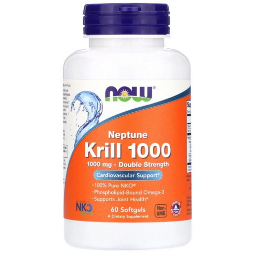 Жирні кислоти Now Foods Крилевий Жир 1000мг, Neptune Krill 1000, Double Strength, 60 (NOW-01627)