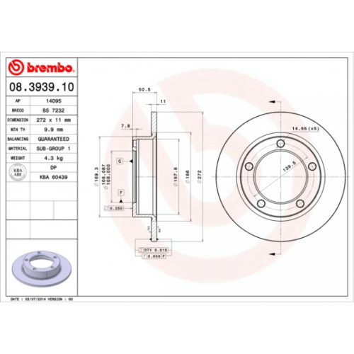 Гальмівний диск Brembo 08.3939.10